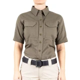 First Tactical 65/35% Poly/Cotton Women's V2 Tactical Short Sleeve Shirt - PFAS, Ranger Green