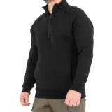 First Tactical 80/20% Cotton/Poly Men's Cotton Job Shirt 1/4 Zip - PFAS, Black, Facing Front Left Angle