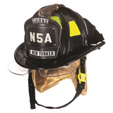 MSA Cairns N5A New York Leather Fire Helmet, Black front view