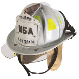 MSA Cairns N5A New York Leather Fire Helmet, White front view