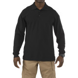 5.11 Tactical Utility Long Sleeve Polo Shirt, black front view