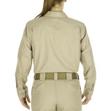 5.11 Tactical Women's Taclite Lightweight TDU Long Sleeve Shirt, Silver Tan back view