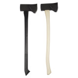 Iron Fox Flat Head 5.6 Axe, wood handle and black handle view