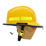 MSA Cairns 660C Metro Composite Fire Helmet, yellow with defender visor side view