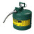 Justrite 5 Gal. Green Steel Safety Can - Oil, with 5/8 in. Metal Hose, Facing Front Left Angle