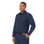 Workrite 4.5 oz. Nomex IIIA Long Sleeve Western Firefighter Shirt, Navy Blue, On Model Facing Left Front Angle
