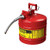 Justrite 5 Gal. Red Type II AccuFlow Safety Can with 5/8 in. Hose, Facing Left Front Angle