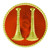 Hero's Pride Captain Double Parallel Bugle Pin, Red Enamel on Gold Plate