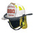 Cairns 880 Tradition Fire Helmet, white with Bourke's Eye Shield up with PBI/Kevlar Earlaps