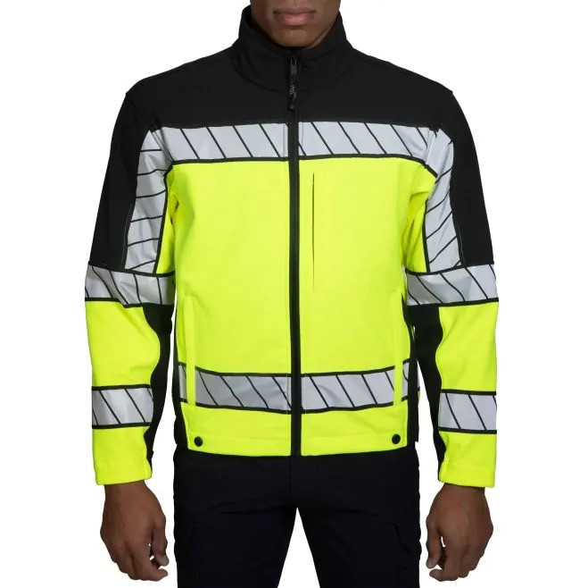 Blauer Colorblock Softshell Reflective Fleece Jacket, Hi-Vis Yellow/Black