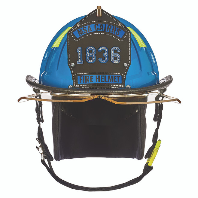 MSA Cairns 1836 Blue Painted High-Luster Finish Traditional Helmet, front