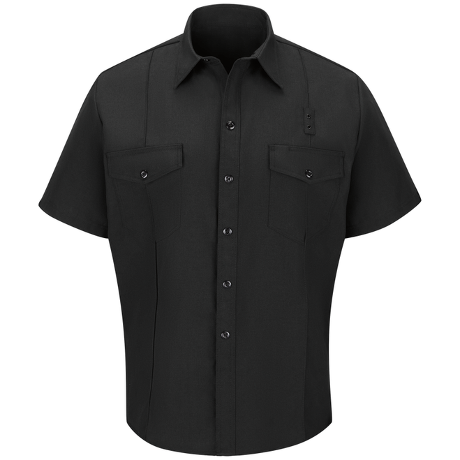 Workrite 730NX45 FSF2 4.5 oz. Nomex IIIA Short Sleeve Firefighter Shirt Black 1