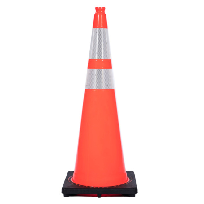 Hi-Way Safety 36 in. 12 lb. Orange Traffic Cone, Recessed Black Base, 4 in & 6 in. Collar