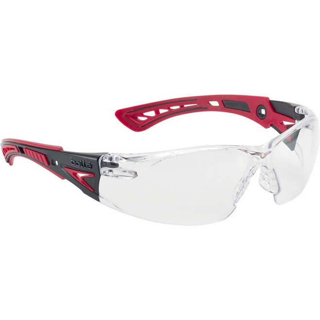 Bolle Rush+ Safety Glasses With Platinum Lens, Black/Red/Clear