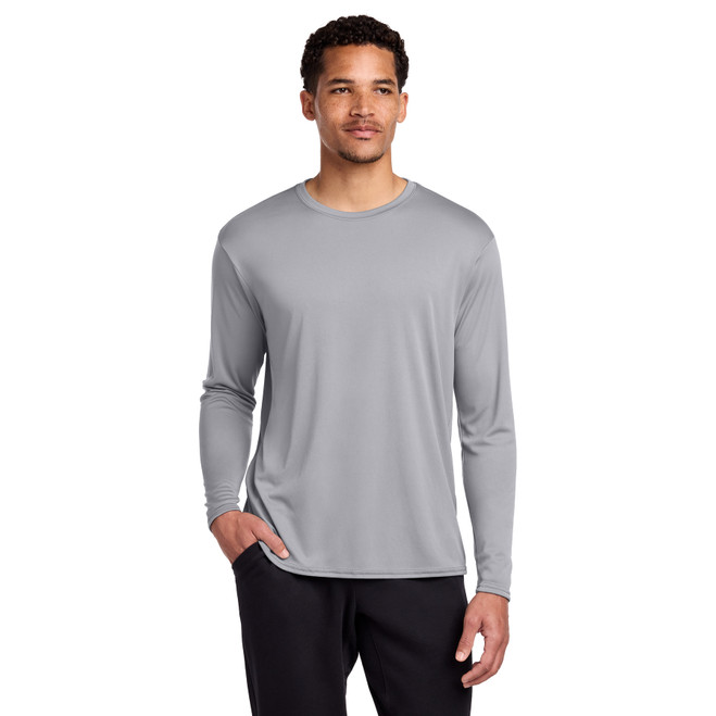 Port & Company Long Sleeve Performance Tee, Silver