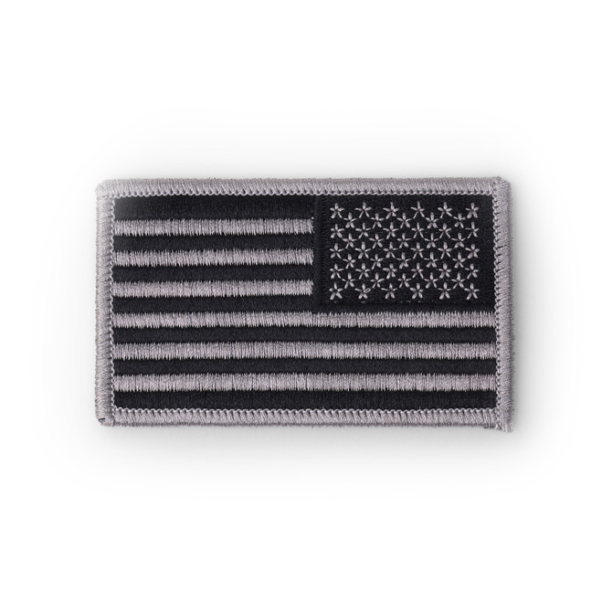 Hero's Pride Reversed U.S. Flag Patch, Silver & Black, 3-3/8 in. x 2 in.