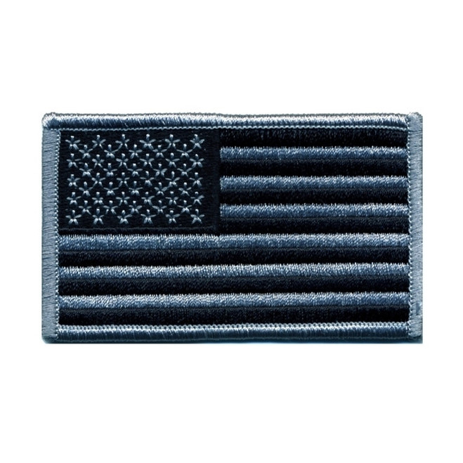 Hero's Pride U.S. Flag Patch, Silver & Black, 3-3/8 in. x 2 in.