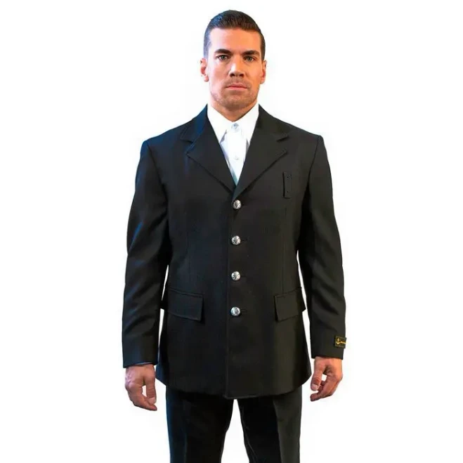 Anchor Uniform Polyester Single Breasted Coat with Bottom Flaps