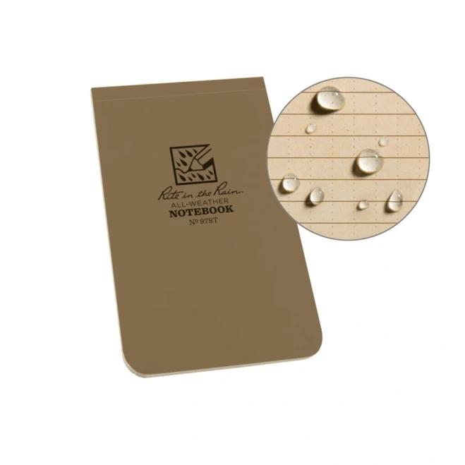 Rite in the Rain 3 1/4 x 5 in. Tan Soft Cover Top-Bound Book, 100 Pages