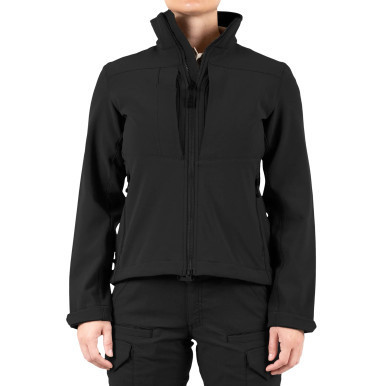 First Tactical 85/15% Nylon/Spandex Blend Women's Tactix Softshell Short Jacket - PFAS, Black