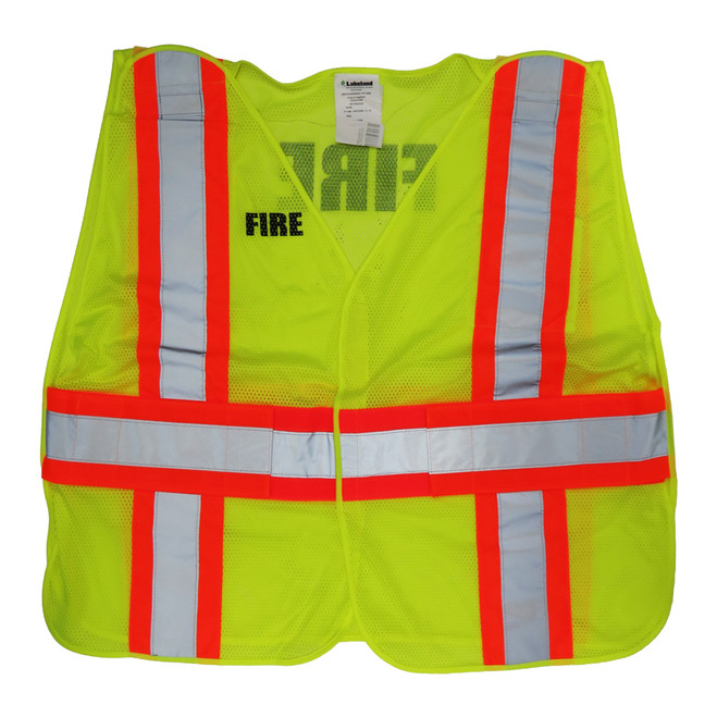 Lakeland Classic Fire 5 Point Break-away Mesh Public Safety Vest VAOSC2GFIRE MIFFLIN at Curtis - Tools for Heroes