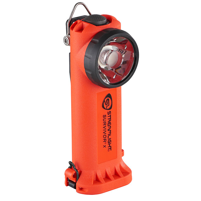 Streamlight Survivor X Right Angle Flashlight, Orange Rechargeable Li-Ion front angle view