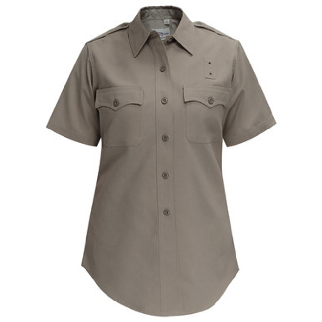 Flying Cross Women's CDCR Class B Short Sleeve Shirt, Silver Tan front view