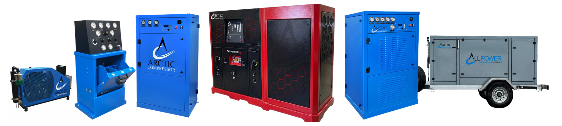Arctic Air Compressors, different styles of fill stations and compressors