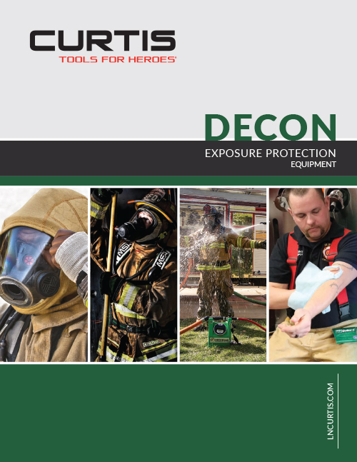 Curtis Decon Brochure cover featuring ppe and cleaning cloths.