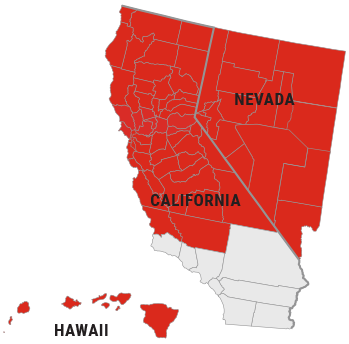 Pacific North - Sales Territory Map highlighting Northern California, Nevada and Hawaii.