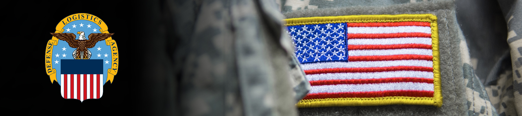 United State Military uniform with American Flag patch and DLA Logo