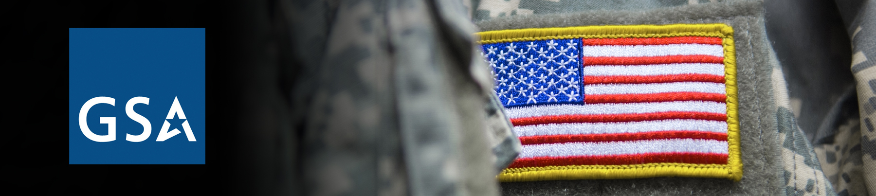 United States military uniform with American Flag patch and GSA logo