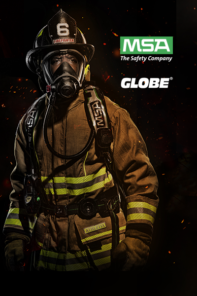 Firefighter in Globe Turnout Gear and MSA G1 SCBA