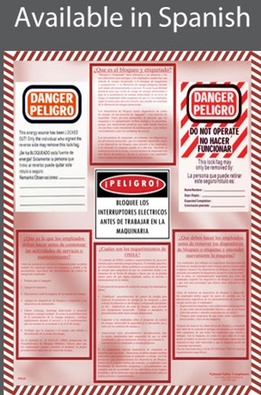Lockout / Tagout Informational Poster SPANISH