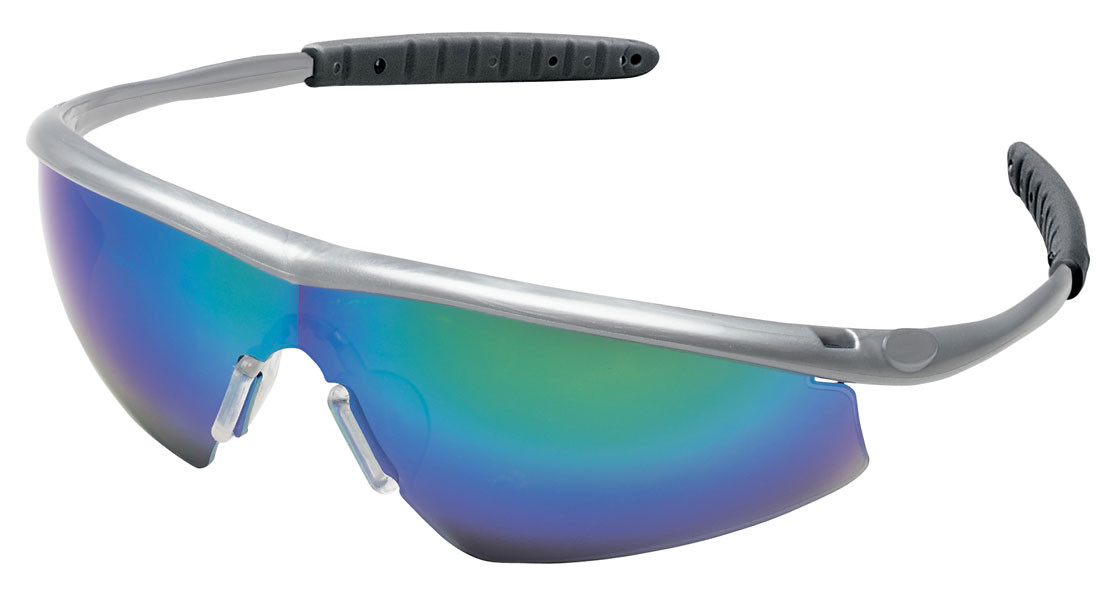 MCR Crews Tremor Safety Glasses Silver Frame w/ Emerald Green Lens