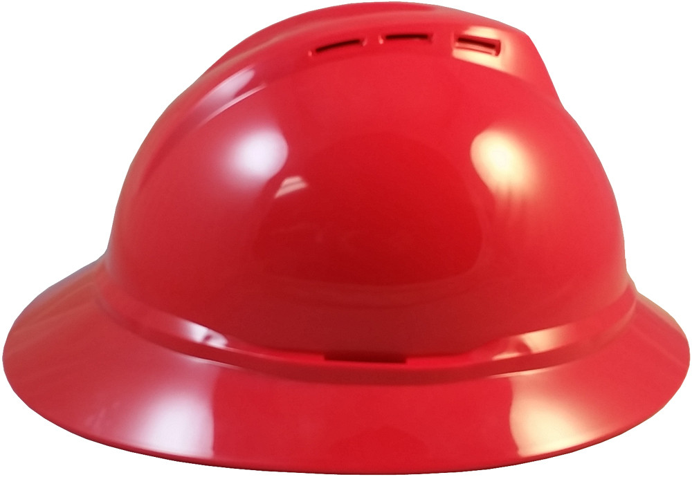 MSA Advance Full Brim Vented Hard Hats with Ratchet Suspensions Red