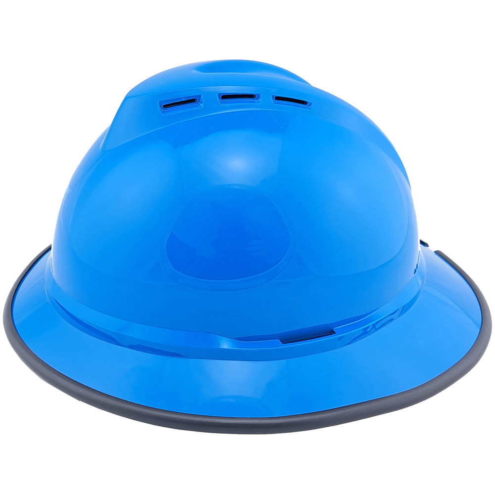 MSA Advance Full Brim Vented Hard hat with 6 point Ratchet Suspension Blue