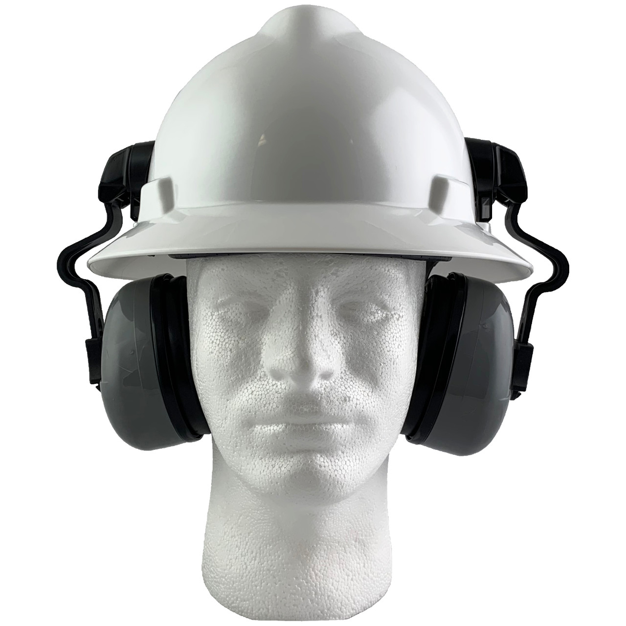 MSA White Hard Hat with Earmuffs Full Brim Texas America Safety Company