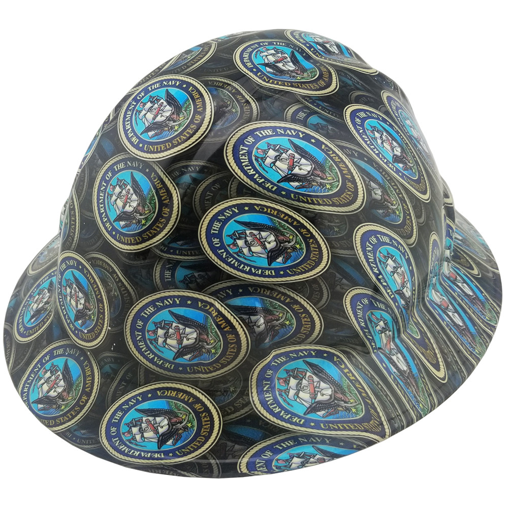 Full Brim Hydro Dipped Hard Hats - US Navy Design | Texas America