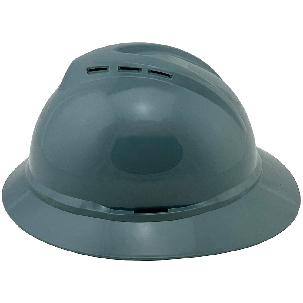 MSA Advance Full Brim Vented Hard hat with 6 point Ratchet Suspension Gray