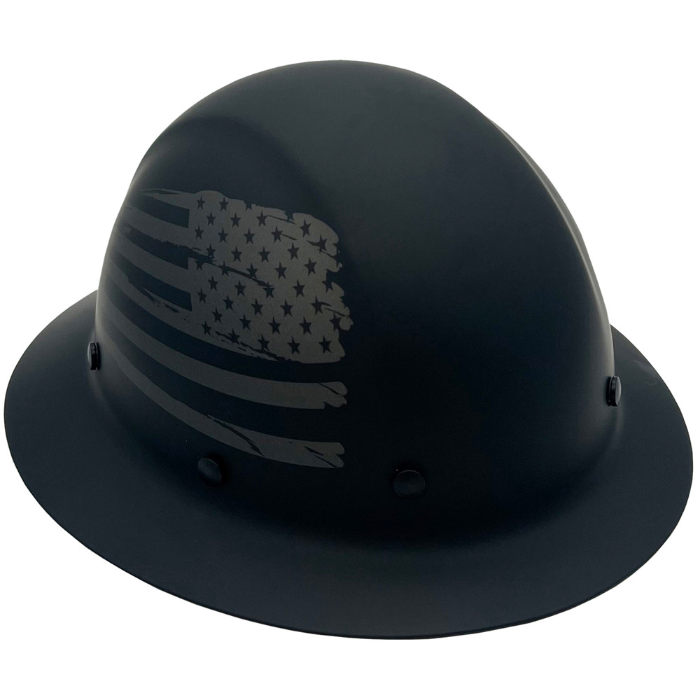 Dynamic Wolfjaw Full Brim Fiberglass Hard Hat - Matte Black Covert Flag ...