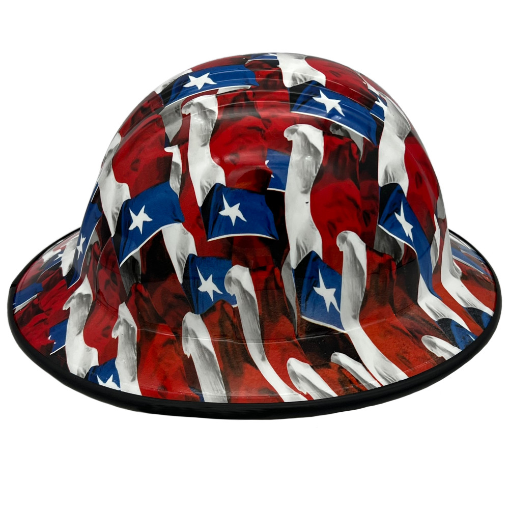 NEW Full Brim Hard Hat – Custom Hydro Dipped Big Texas Flag Design, ANSI Rated For Safety
