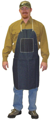 Blue Denim Apron, 1 chest pocket, 28"x 36" SINGLE  pic 1