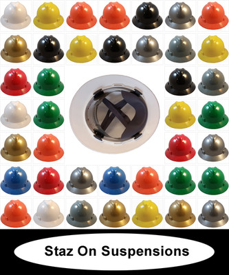 MSA V-Gard Full Brim Hard Hats with Staz-On Suspensions ~ All Colors