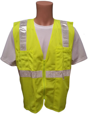 Lime SURVEYOR Safety Vest CLASS 2 with Silver Stripes