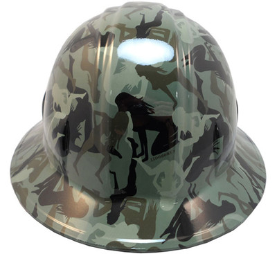 Camo Bootie Green Hydro Dipped Hard Hats Full Brim Style