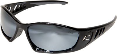 Edge Baretti Safety Glasses ~ Black Frame, Silver Mirror Lens