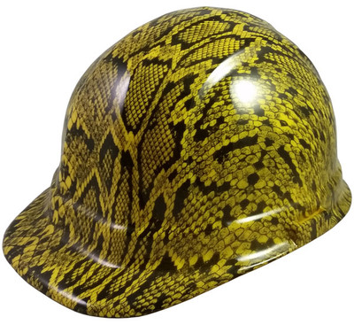 Snakeskin Yellow Hydro Dipped Hard Hats Cap Style