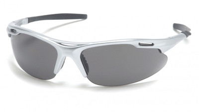Pyramex Avante Safety Glasses ~ Silver Frame ~ Gray Lens