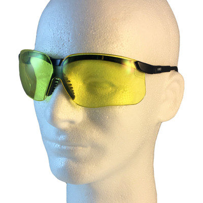 Uvex Genesis Safety Glasses ~ Black Frame ~ Amber Lens